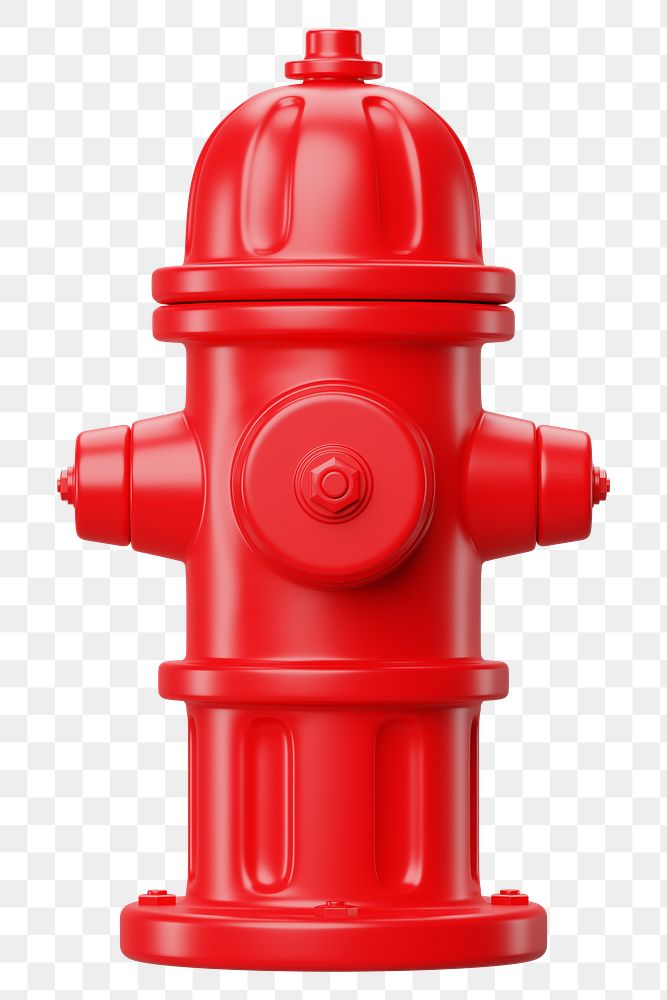 PNG 3D red fire hydrant, element illustration, transparent background