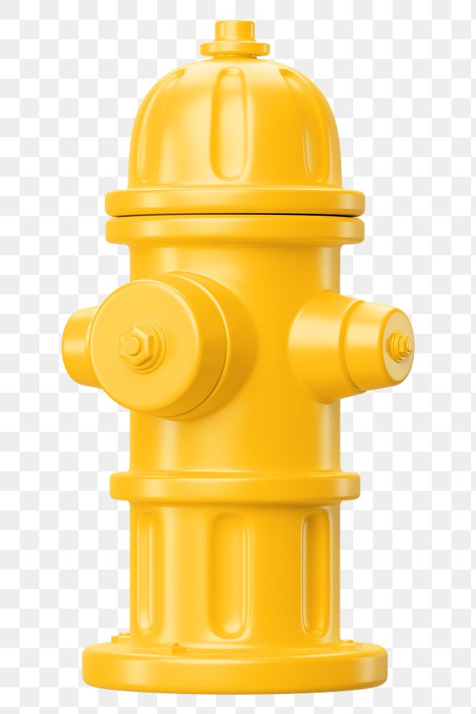 PNG 3D yellow fire hydrant, element illustration, transparent background