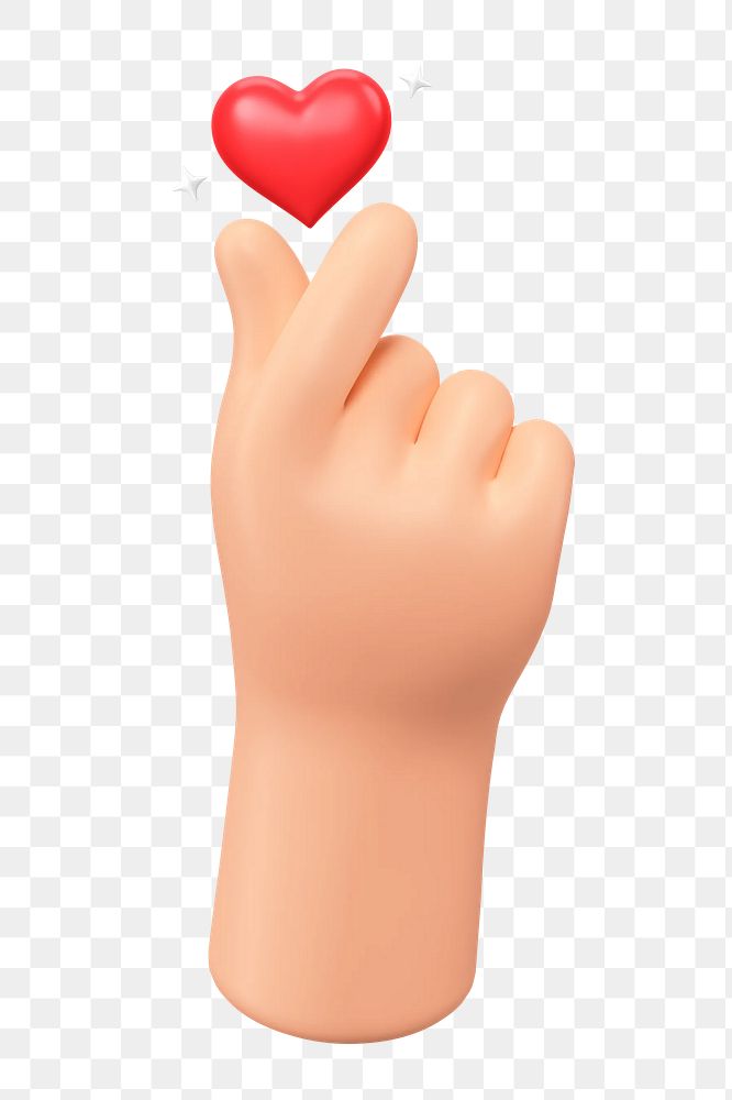 Mini heart png hand, 3D Valentine's celebration remix, transparent background