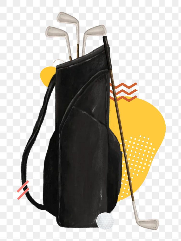 Golf bag png, sport equipment remix, transparent background