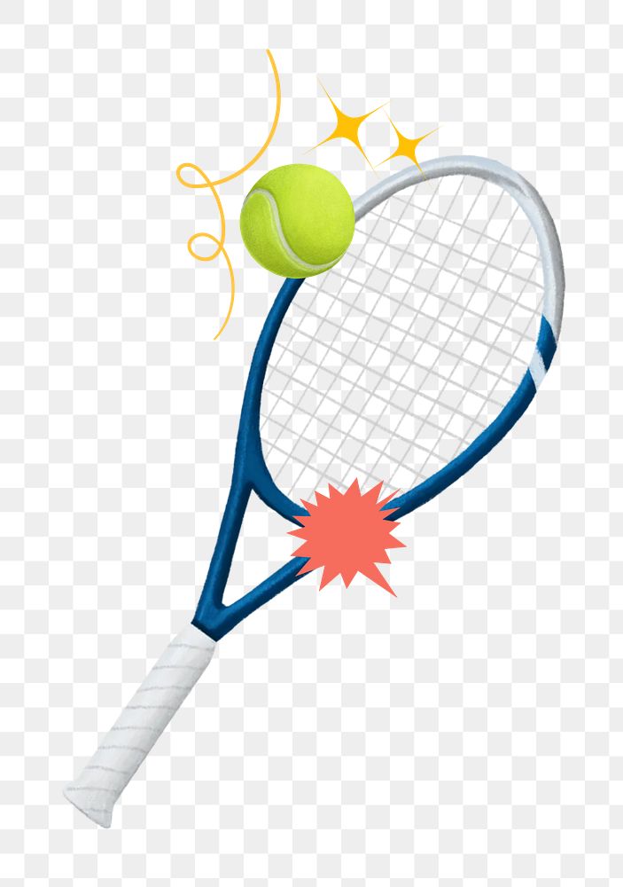 Tennis racket and ball png sticker, sport equipment, transparent background