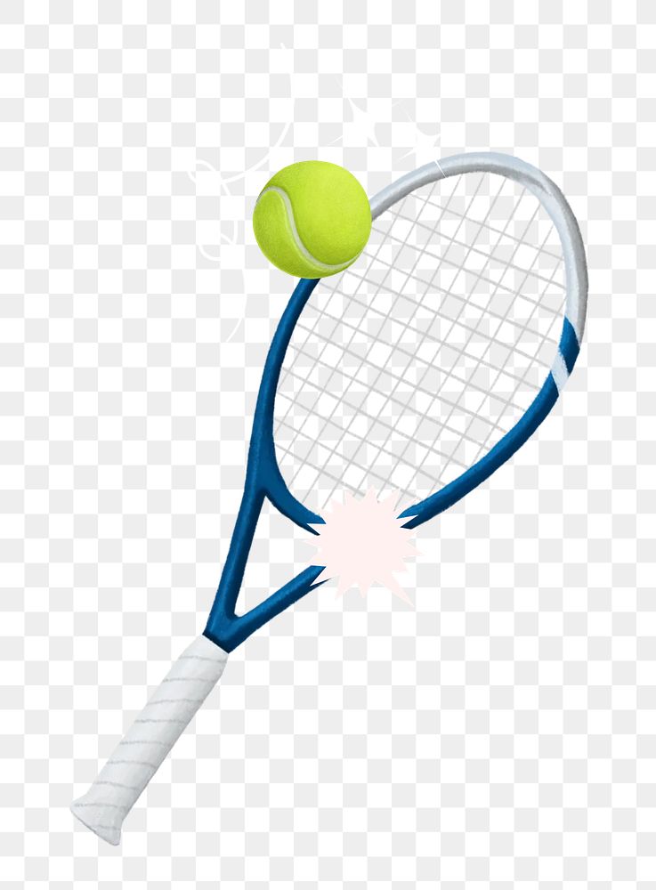 Tennis racket and ball png sticker, sport equipment, transparent background