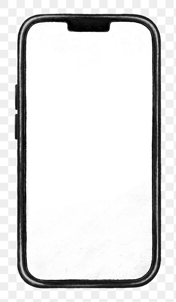 Blank smartphone screen png, digital device, transparent background