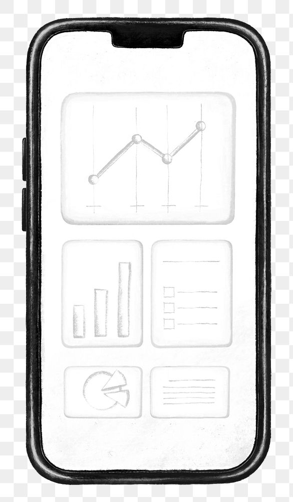 Business analytics png mobile phone, element graphic, transparent background