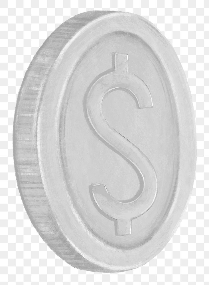 Silver coin png, money, finance illustration, transparent background