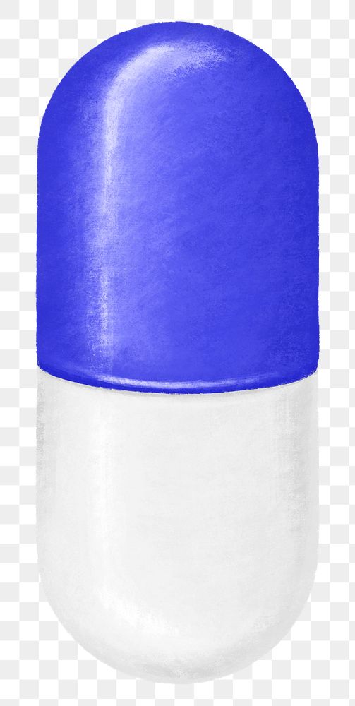 Blue capsule medicine png, transparent background