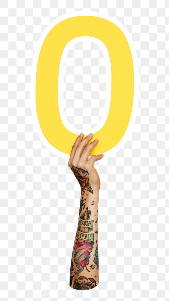 Number 0 png hand holding sign, transparent background