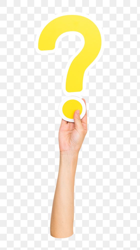 Question mark png hand holding sign, transparent background