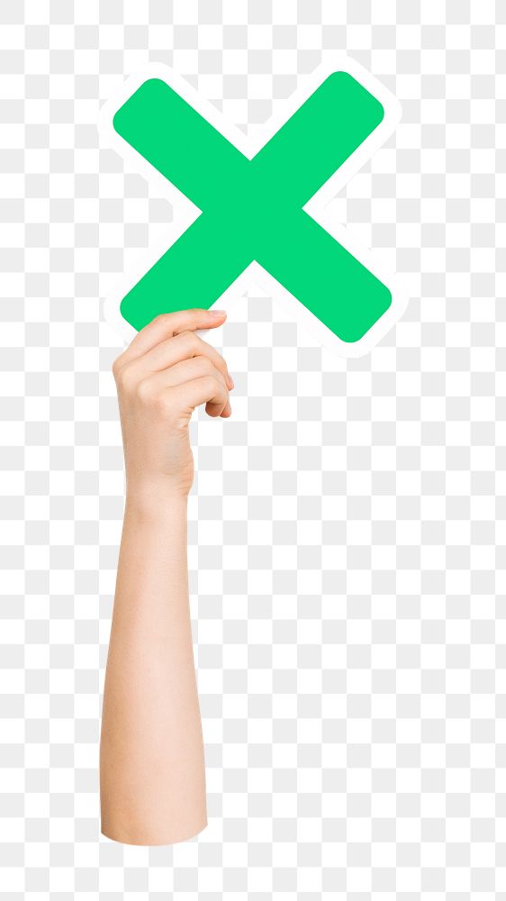 Letter X png hand holding sign, transparent background