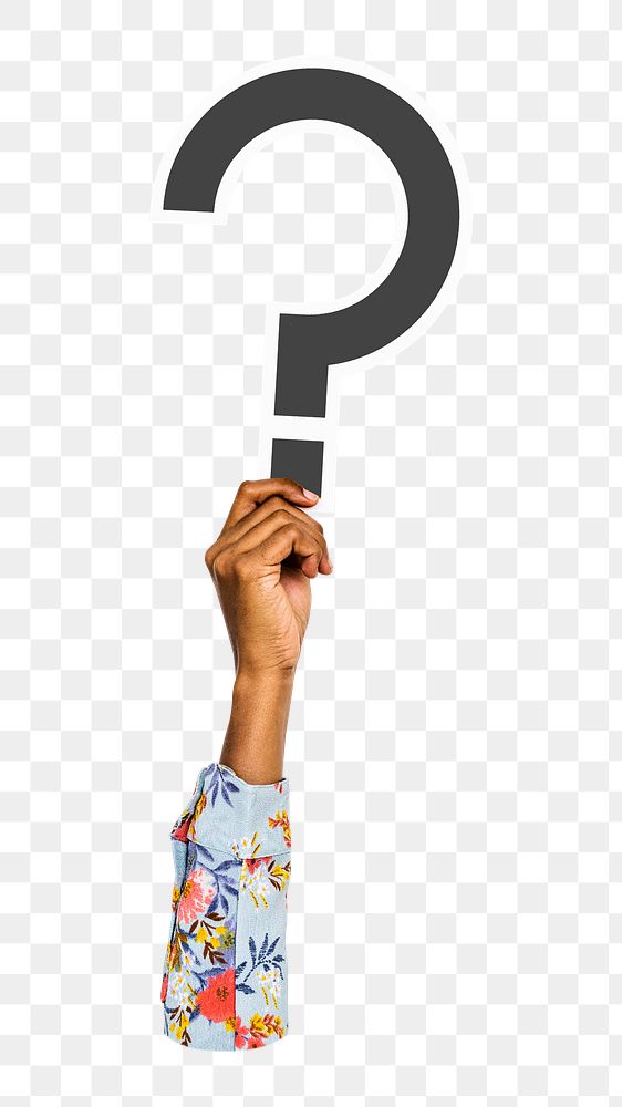 Question Mark icon png hand holding sign, transparent background