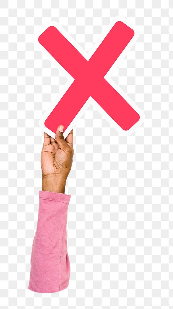 Letter X png hand holding sign, transparent background