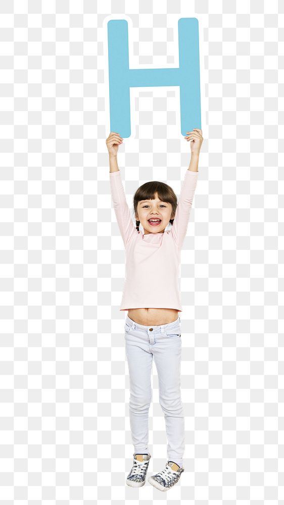 Kid holding letter h png, transparent background