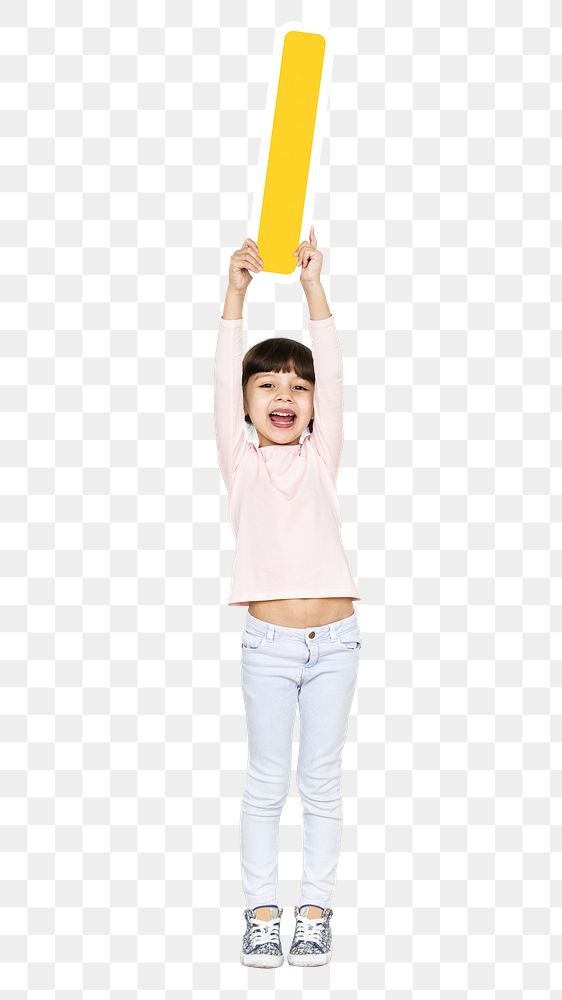 Kid holding letter i png, transparent background
