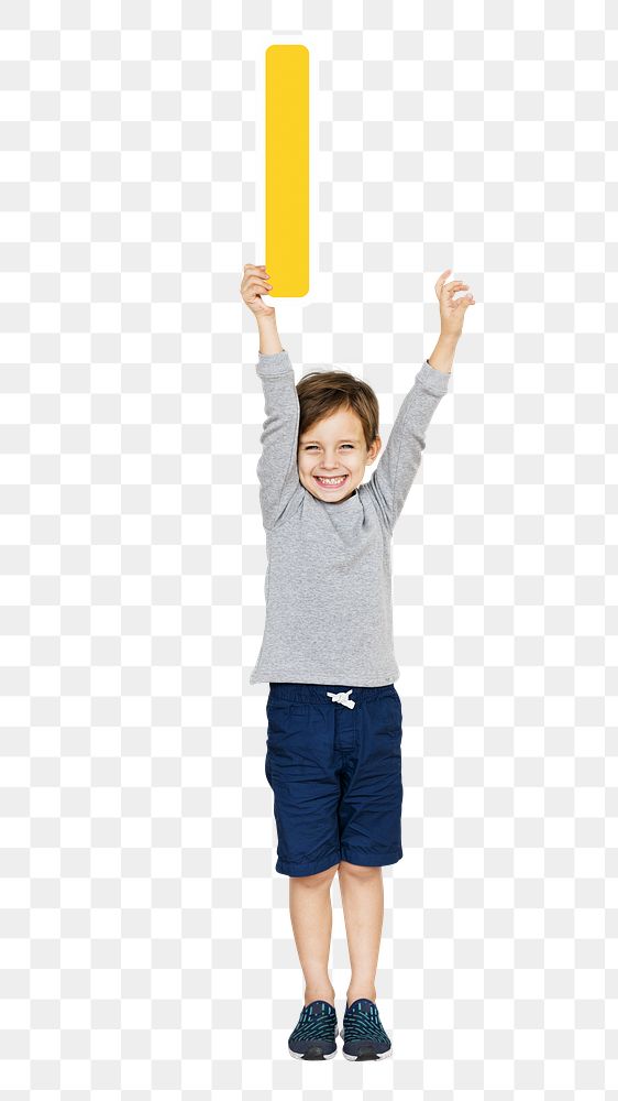 Kid holding letter i png, transparent background