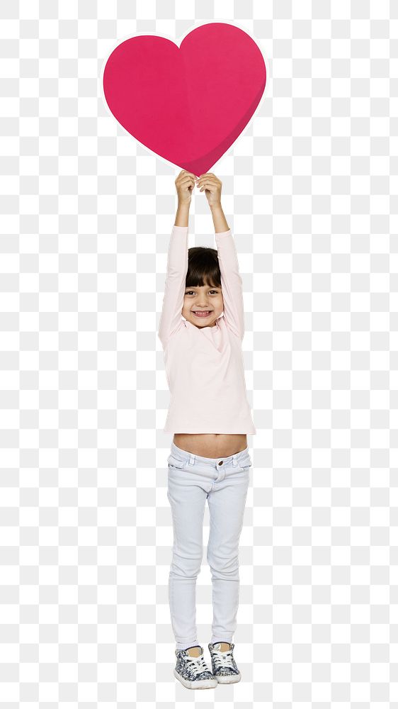 Png girl holding heart icon, transparent background