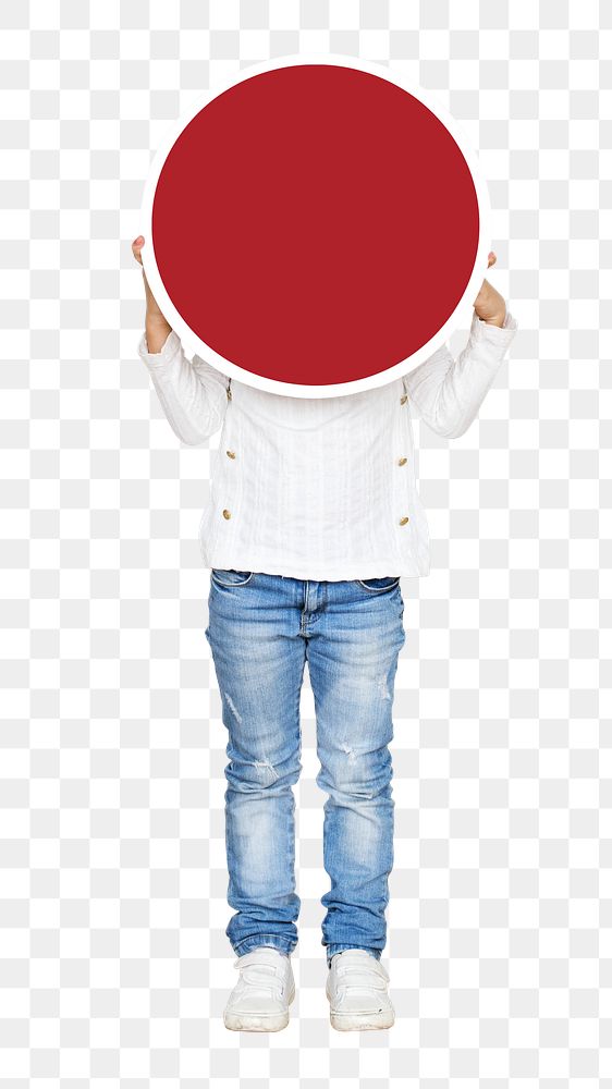 Girl holding circle png, transparent background