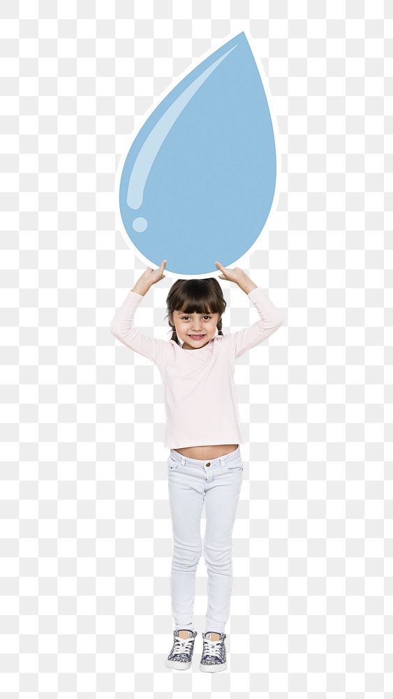 Save water girl png, transparent background