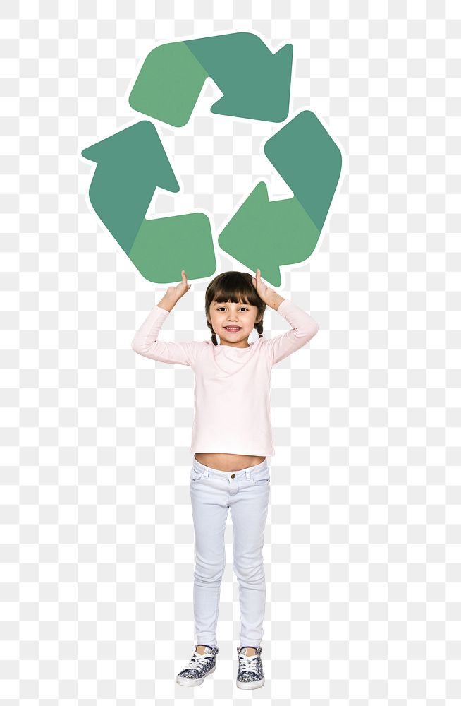 Recycling icon png little girl, transparent background