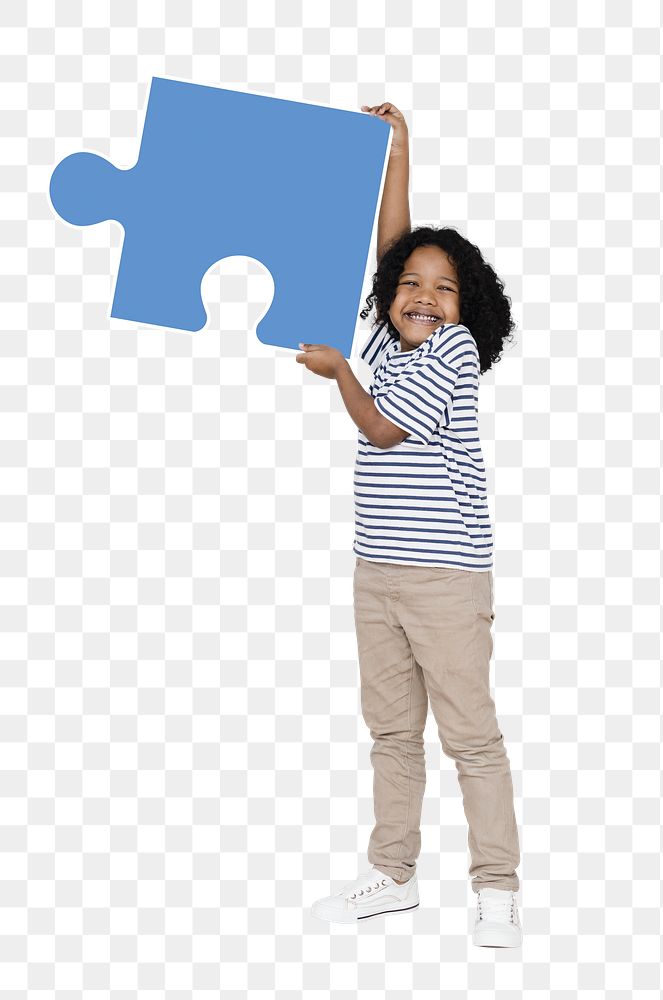 Puzzle piece kid png, transparent background