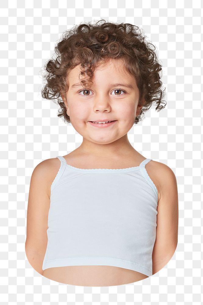 Girl's white tank top png, transparent background