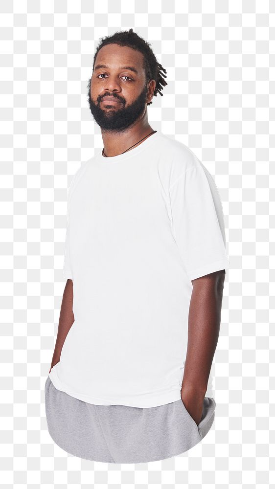 Black man png in oversized t-shirt, transparent background