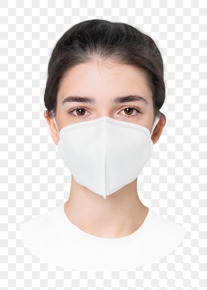 Png woman in white mask,  transparent background