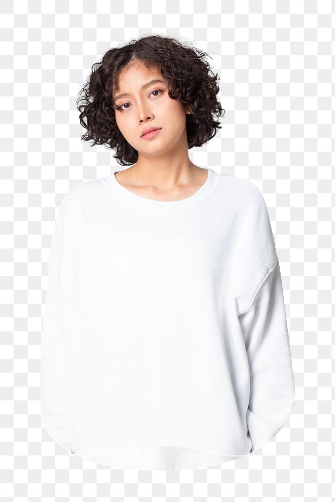 White sweater png, casual apparel, transparent background