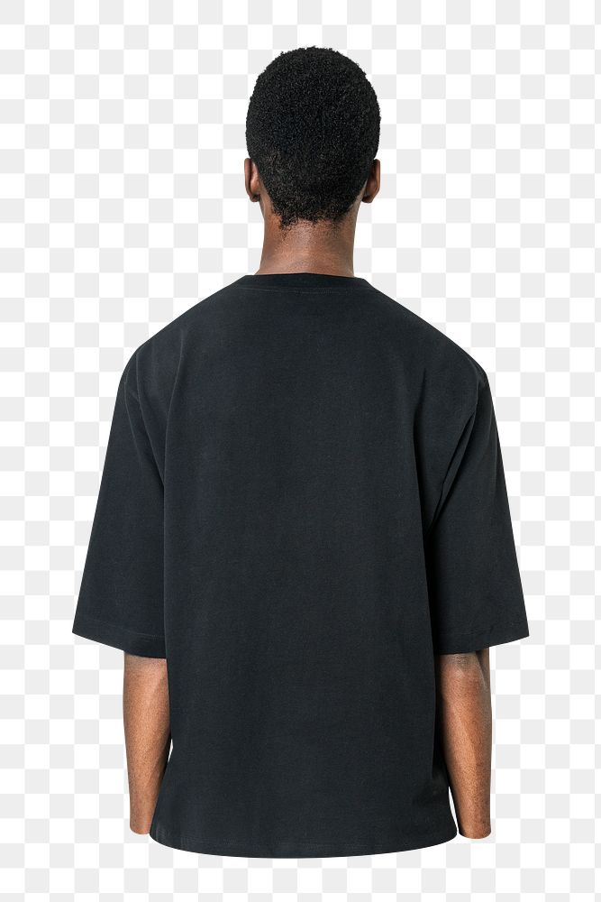 PNG man wearing T-shirt rear view, collage element, transparent background