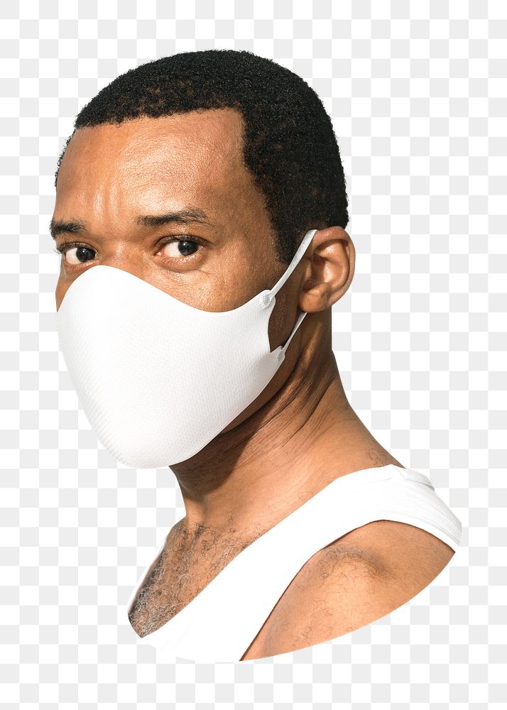 Png African American man wearing mask, in tank top, transparent background