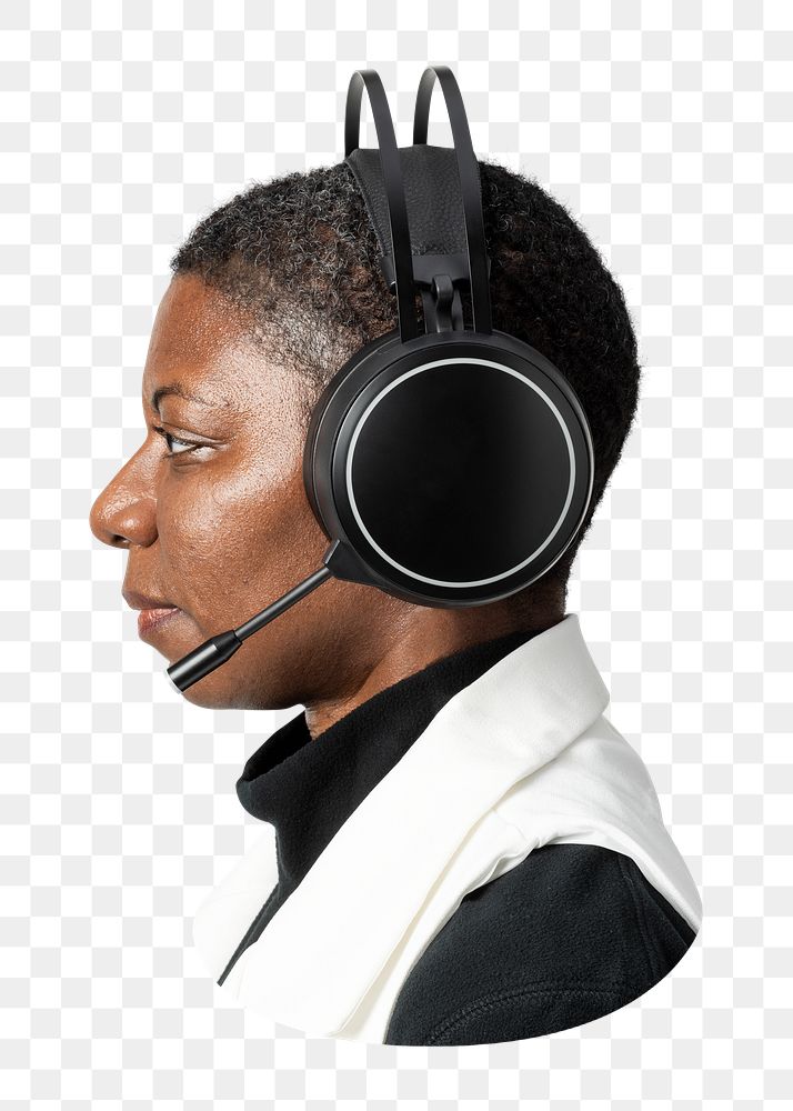 Operator with headphones, transparent background