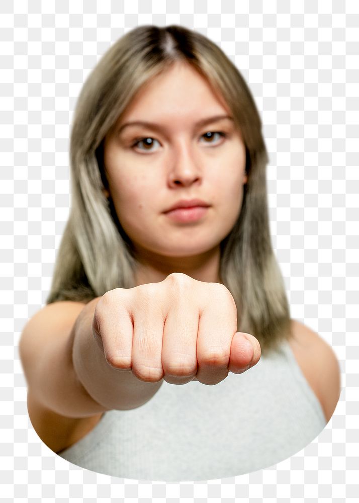 Woman png fist bump, transparent background
