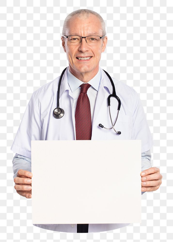 Doctor holding sign png, transparent background