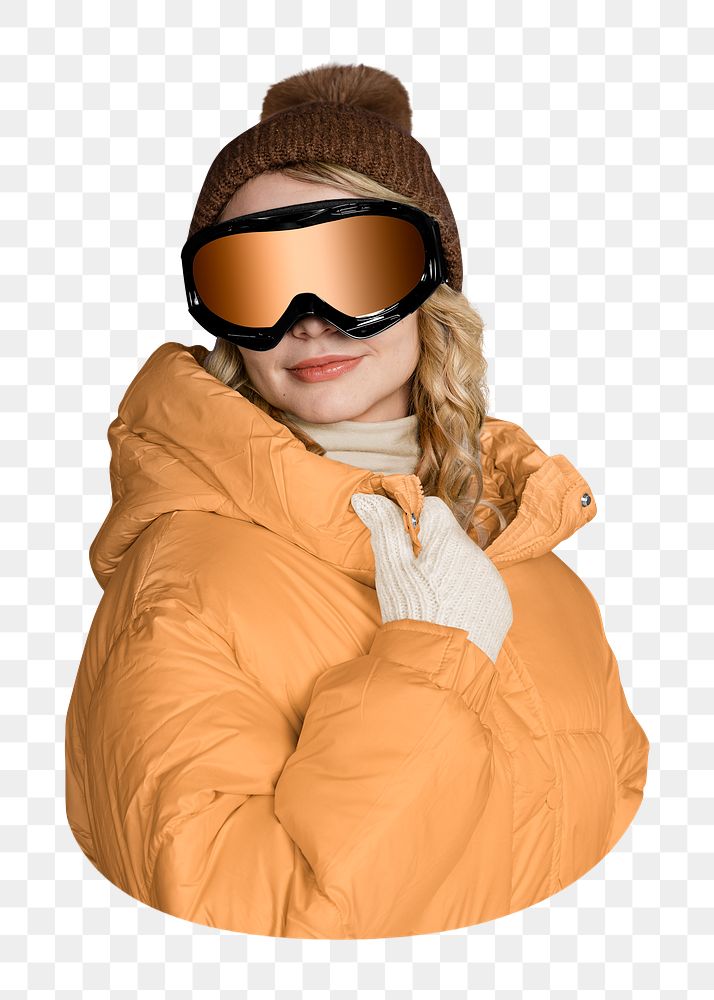 Png woman in winter outfit, transparent background