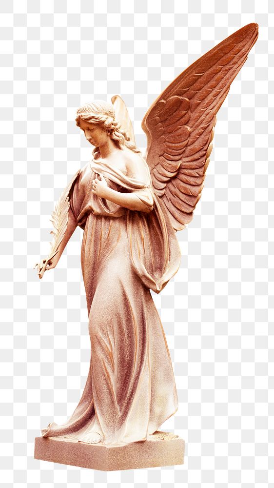 Png angel statue, isolated object, transparent background