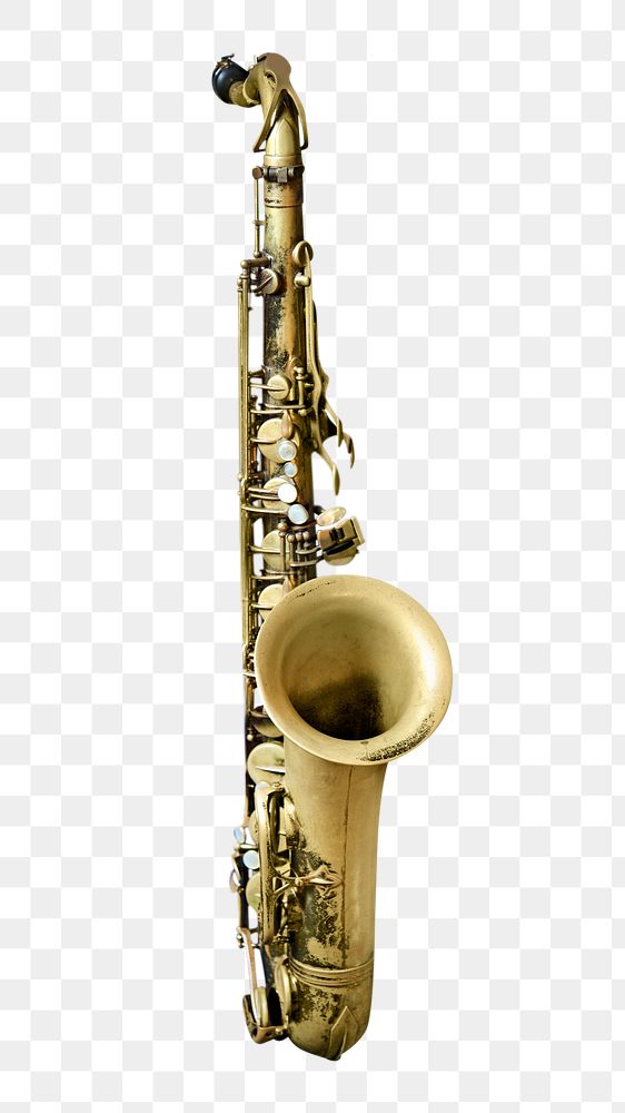 Png brass saxophone, isolated object, transparent background