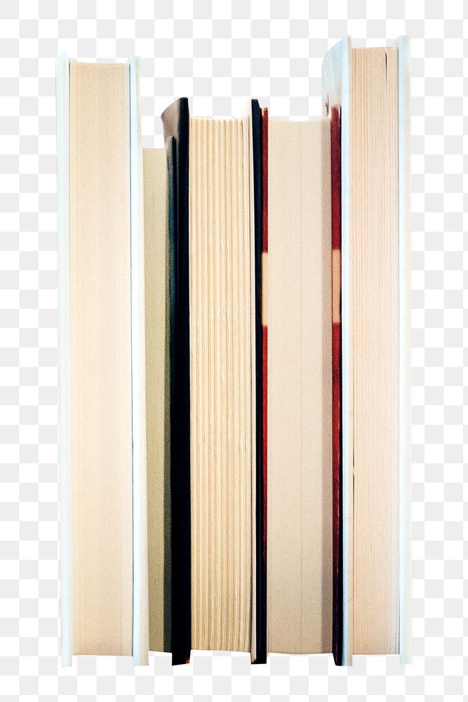 Png book stack, isolated object, transparent background