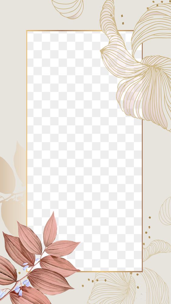 Png aesthetic leaves design border frame, transparent background