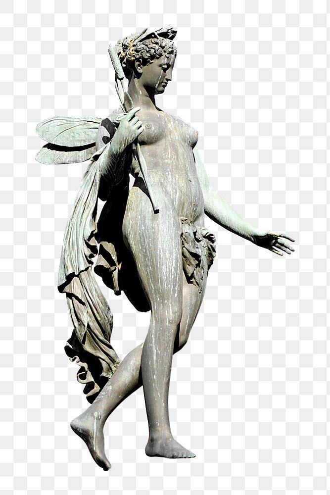 Png nymph statue, isolated collage element, transparent background