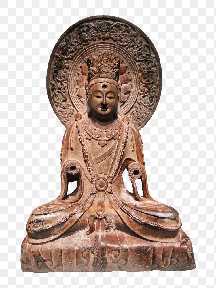 Png Buddha sculpture, isolated object, transparent background