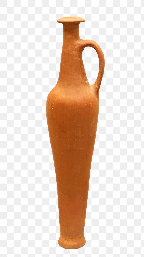 Png terracotta vase, isolated object, transparent background