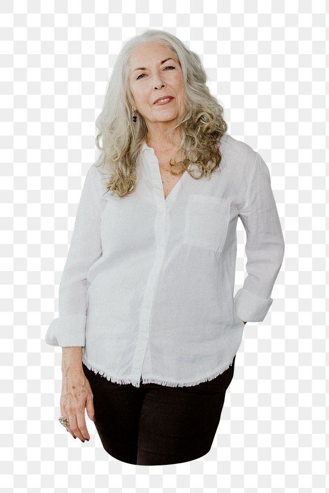 Senior woman png element, transparent background