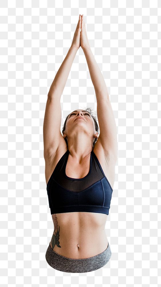 Yoga png sun salutation pose, transparent background