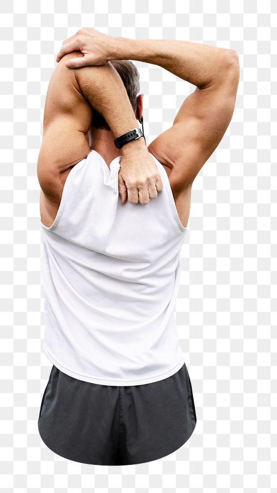 Man stretching png, transparent background