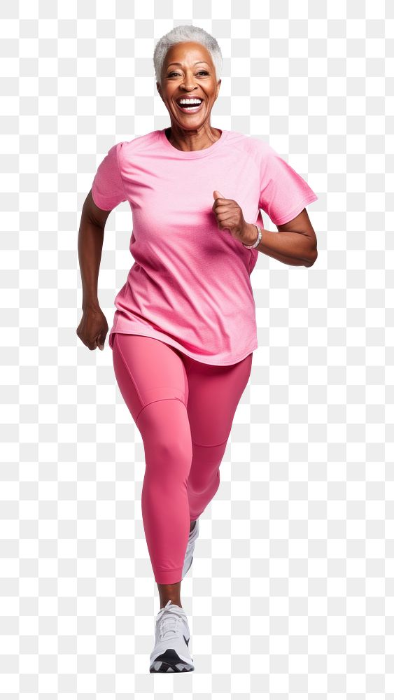 PNG 60 years old black Senior woman running smiling adult happy. AI generated Image by rawpixel.mobile wallpaper