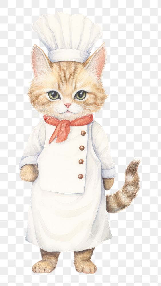 PNG Cat cooking drawing mammal chef. AI generated Image by rawpixel.