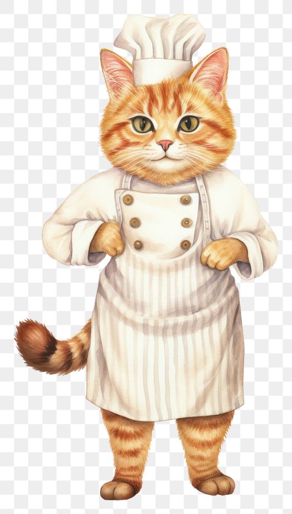PNG Cat cooking mammal chef white background. AI generated Image by rawpixel.