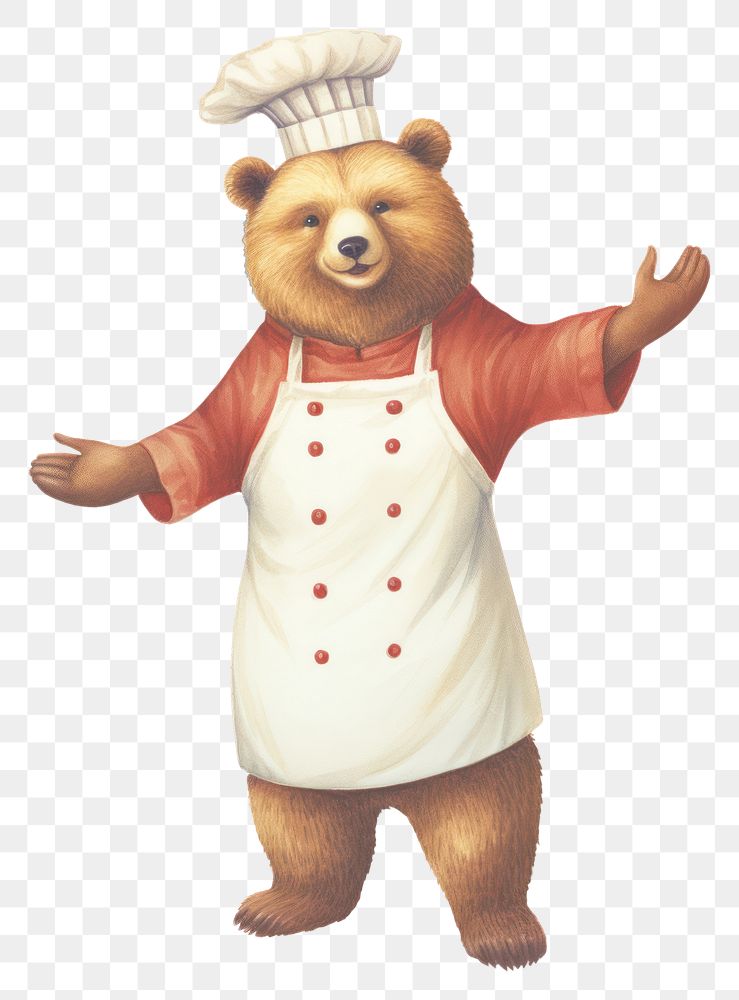 PNG Bear cooking mammal chef white background. AI generated Image by rawpixel.