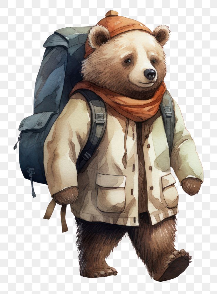 PNG Bear wearing shirt backpack mammal representation. 