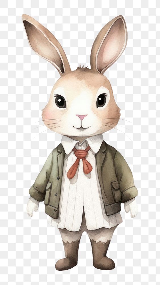 PNG Rabbit wear student uniform standing cartoon animal. AI generated Image by rawpixel.