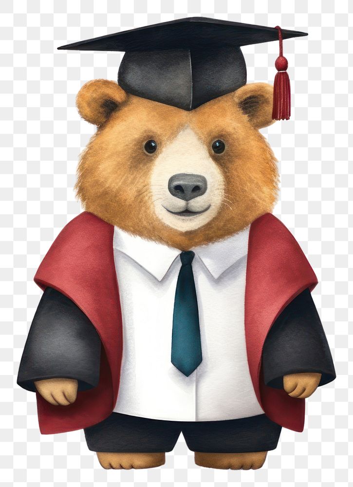 PNG Teacher bear graduation cartoon toy. AI generated Image by rawpixel.